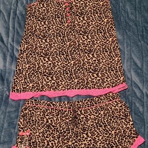 Honeydew Intimates Leopard Print Kids Pajama Set with Pink Trim
